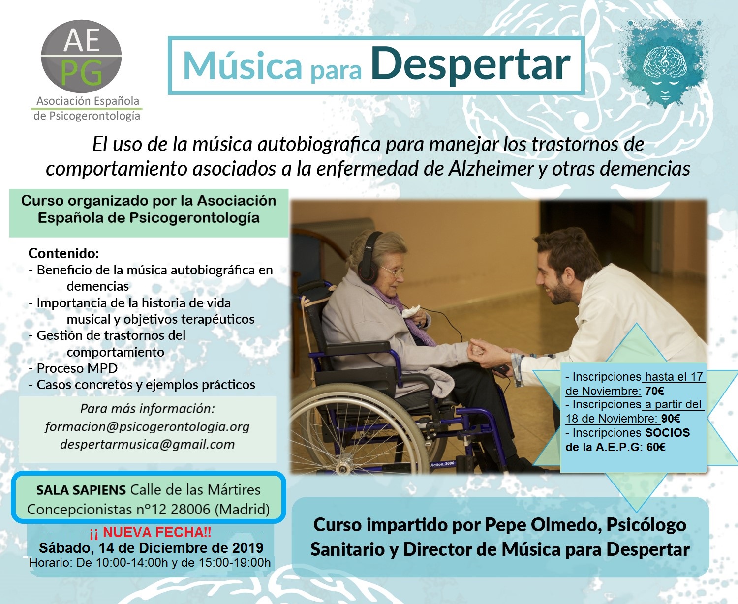 NOVEDAD: Curso "Música para Despertar" organizado por la AEPG - Española de Psicogerontología
